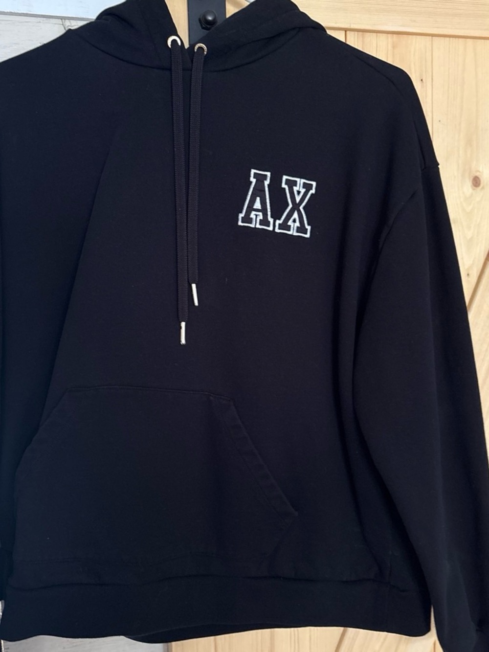 Armani Exchange Black Hoodie with AX Chest Logo